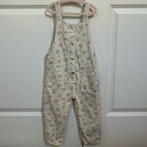 Zara kids white floral overalls